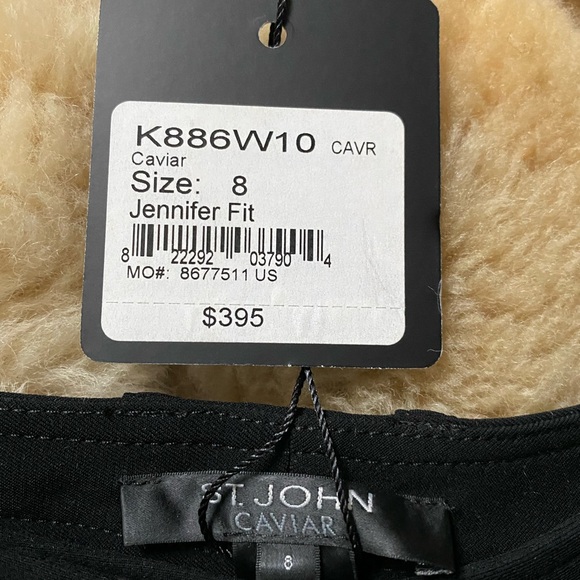 St. John Caviar black pant suit size 8 NWT, Saks 5th Ave, split leg $395 mint - Picture 4 of 4